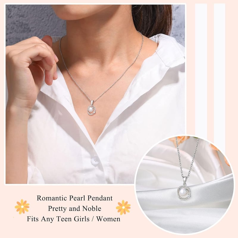 Mother of the Bride Silver Pearl Necklace for Women