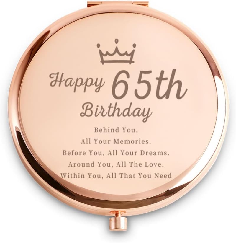 Personalized Engraved Compact Mirror for 65th Birthday Women