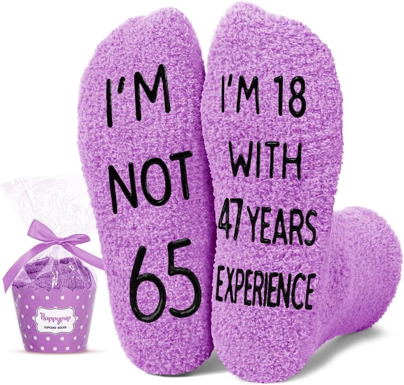 65th Birthday Gift Socks for Women - Purple