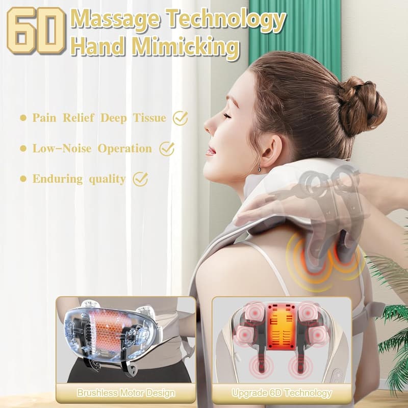 Shiatsu Neck Massager for Retirement - Heat & Knead Bliss