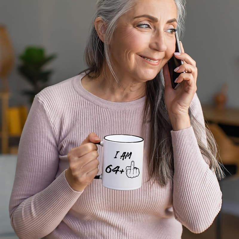 65th Birthday Middle Finger Coffee Mug for Him/Her, 11 Oz