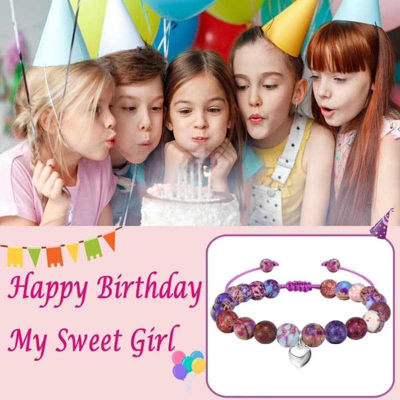 Girls' Birthday Bead Bracelet for Daughter or Niece