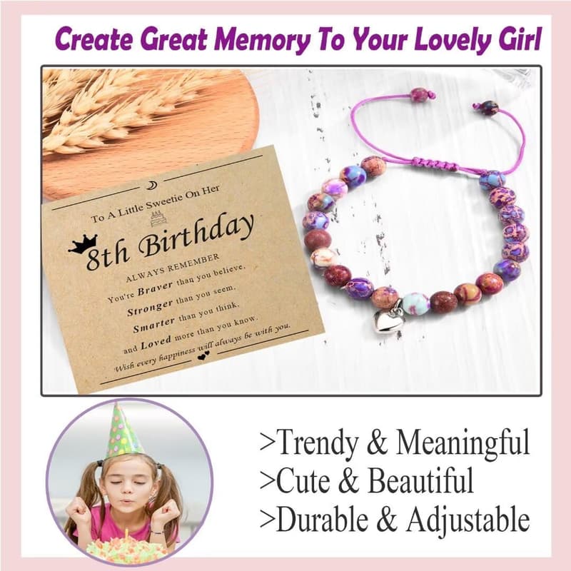 Girls' Birthday Bead Bracelet for Daughter or Niece