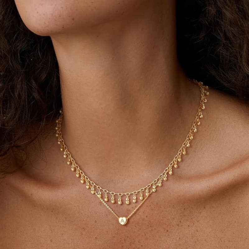 14K Gold Plated Tiny Heart Initial Necklace for Women