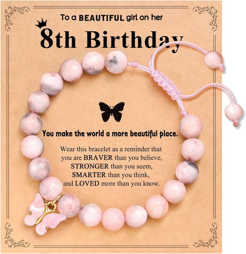 Birthday Gift - Natural Stone Butterfly Bracelet for Kids