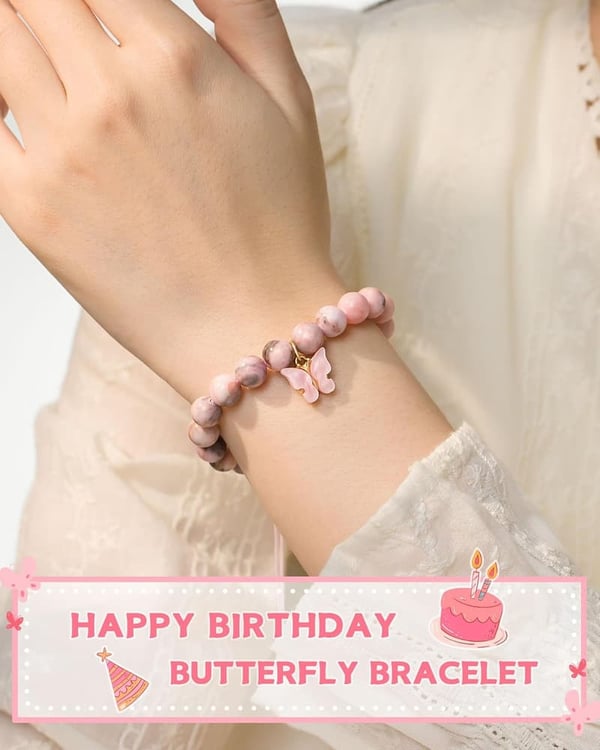 Birthday Gift - Natural Stone Butterfly Bracelet for Kids