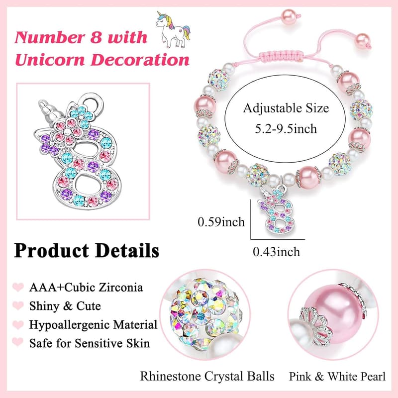 Unicorn Bracelet for Girls Age 3-12 - Birthday Gift
