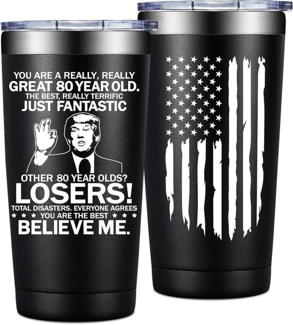 80th Birthday Tumbler Gift for Men - 20oz Insulated Design