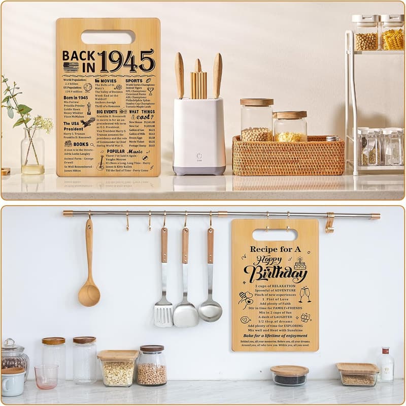 80th Birthday Double-Sided Cutting Board Gift for Him/Her
