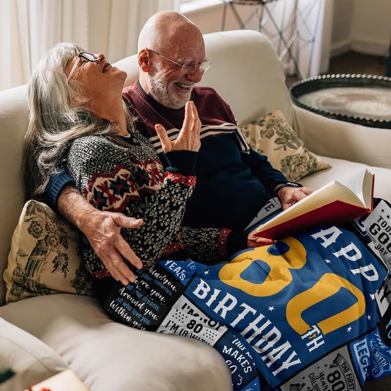 80th Birthday Gift Blanket for Men & Women, Funny 1945 Theme 50
