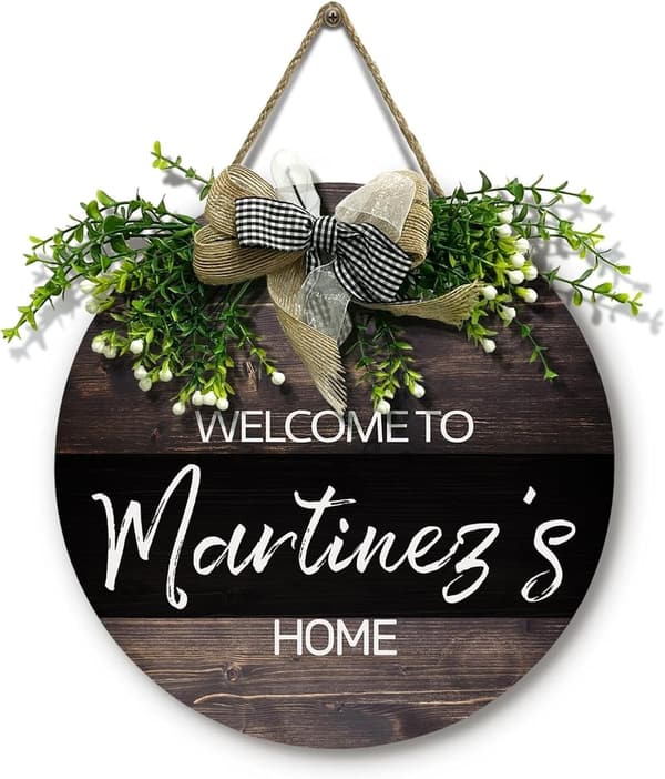 Personalized Wooden Welcome Sign for Home with Family Name