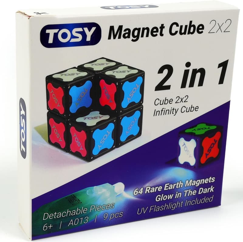 Magnet Cube 2x2 Puzzle & Infinity Cube Toy with UV Flashlight