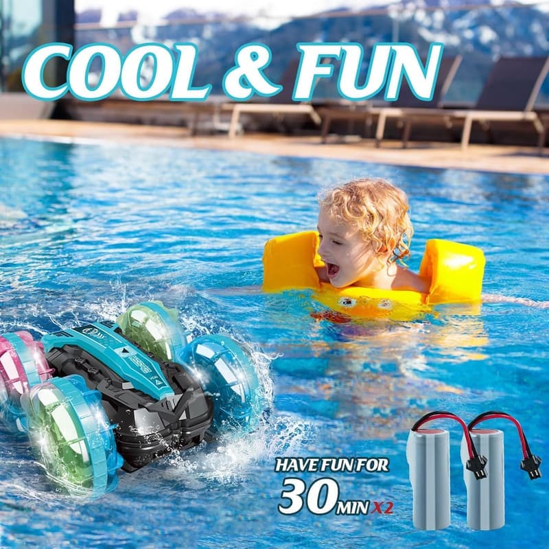 Amphibious Remote Control Car – Waterproof 4WD Stunt Toy for Kids