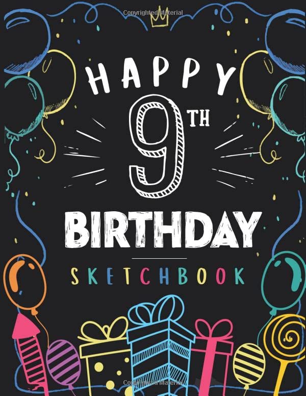 9th Birthday Sketchbook for Kids - Blank Drawing Pad 8.5