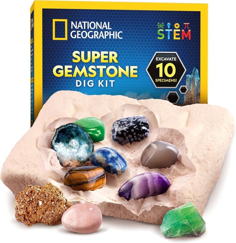 Gemstone Dig Kit for Kids – Discover 10 Real Crystals and Gems