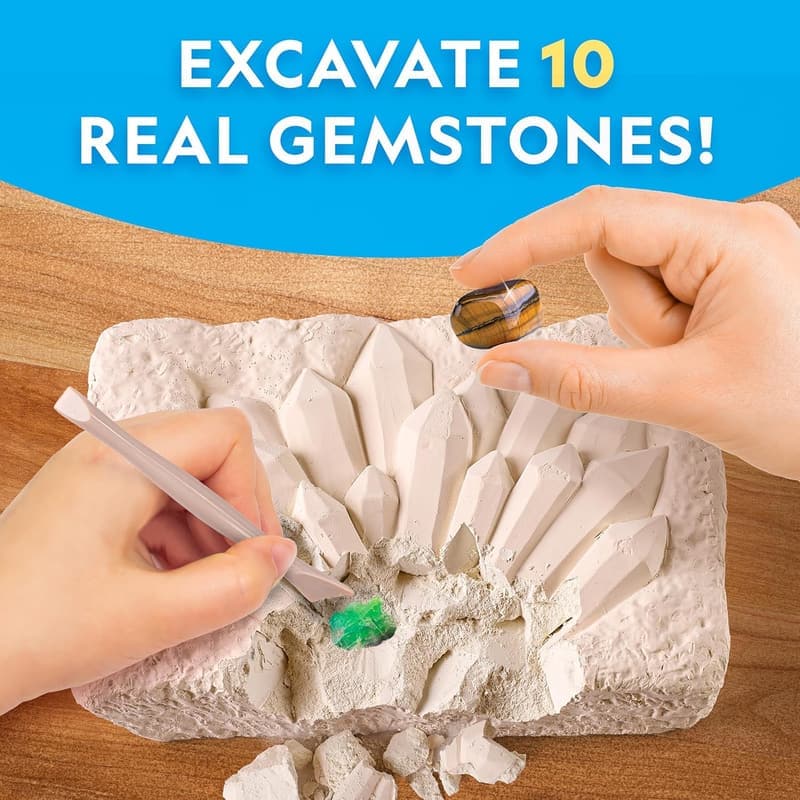 Gemstone Dig Kit for Kids – Discover 10 Real Crystals and Gems