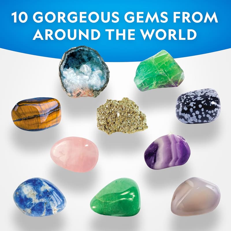 Gemstone Dig Kit for Kids – Discover 10 Real Crystals and Gems