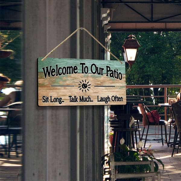 Personalized Wooden Patio Sign | Outdoor Welcome Decor 6x12 Inch