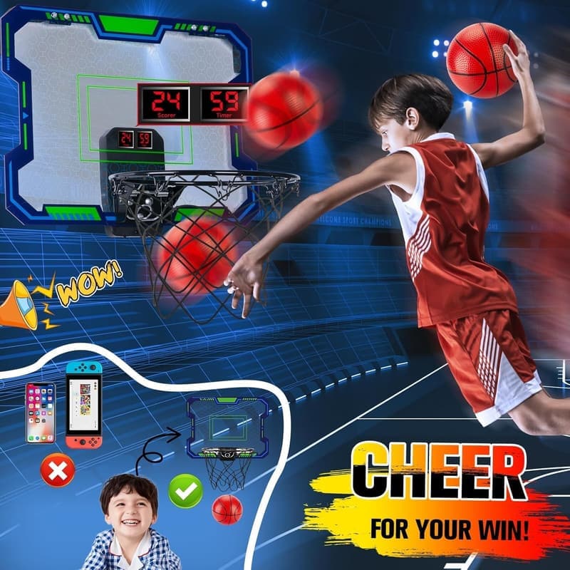 Indoor Basketball Hoop for Kids with Scoring & Musica
