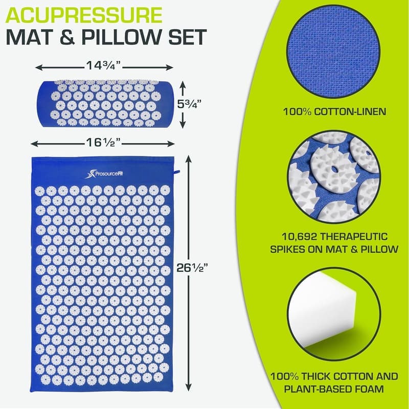 XL Acupressure Mat and Pillow Set for Muscle Relief - Purple/White