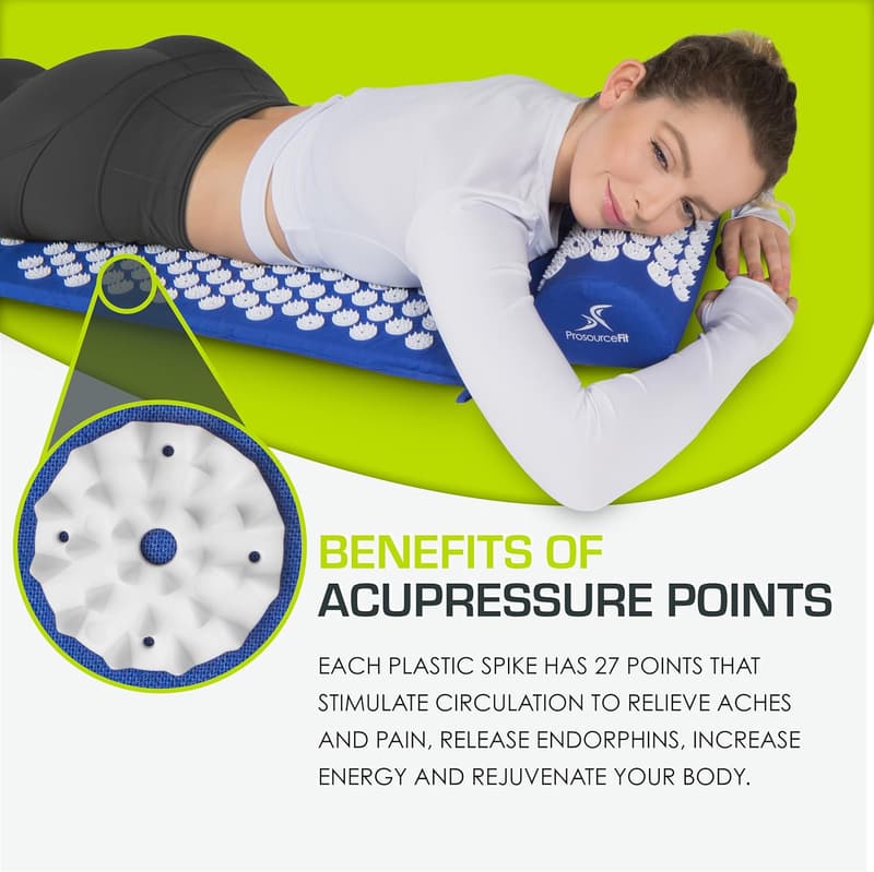 XL Acupressure Mat and Pillow Set for Muscle Relief - Purple/White