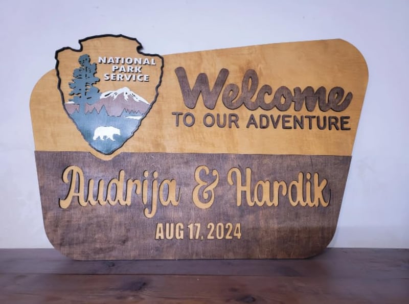 Personalized Wood Adventure Sign for Home or Cabin