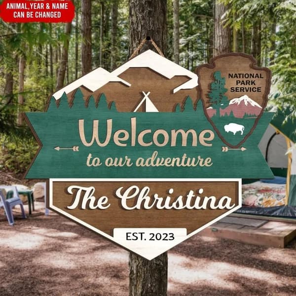 Personalized Camping Welcome Sign for Family Name