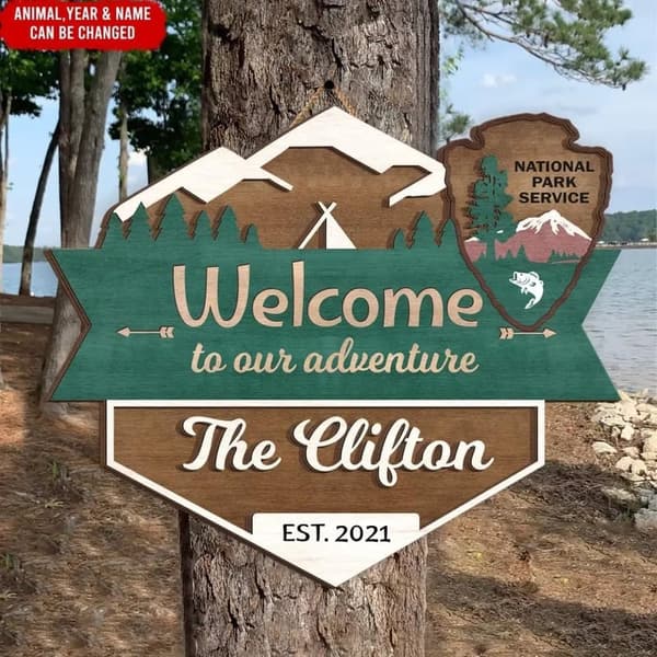Personalized Camping Welcome Sign for Family Name