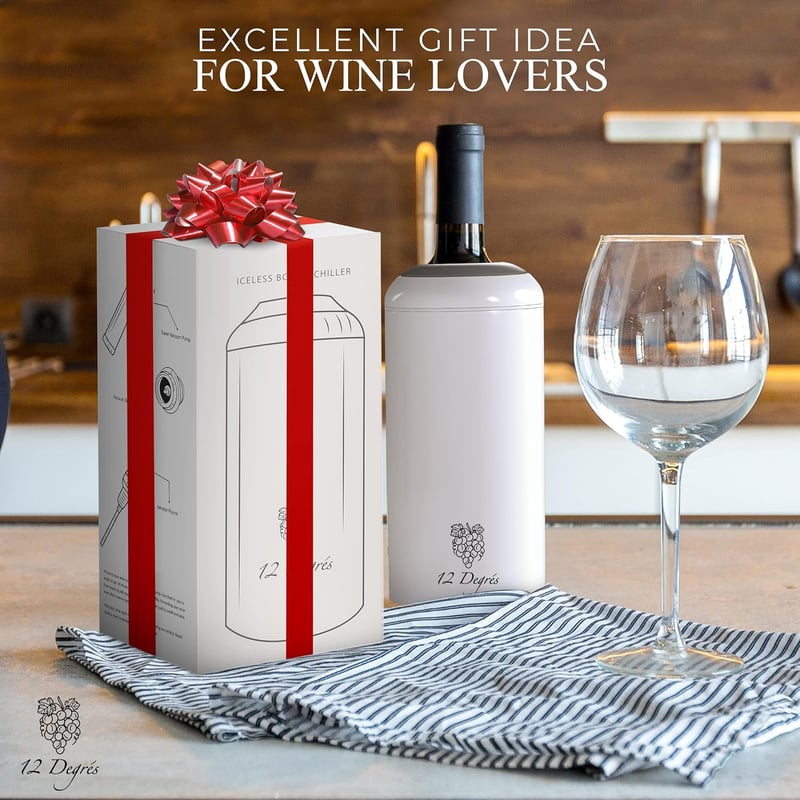 Wine Chiller Set - Stainless Steel Cooler with Pump & Stoppers