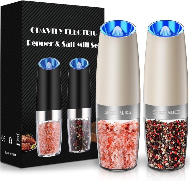 Battery-Powered Adjustable Salt and Pepper Grinder Set - 2 Pack