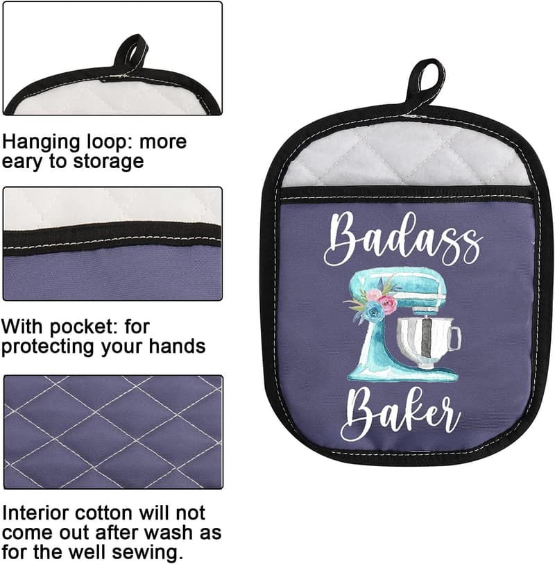 Badass Baker Oven Pads with Pocket for Baking Enthusiasts
