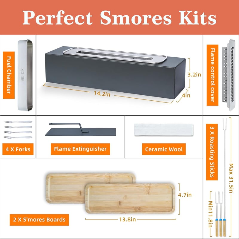 Portable Tabletop Fire Pit with S'mores Kit - Unique Gift for Couples