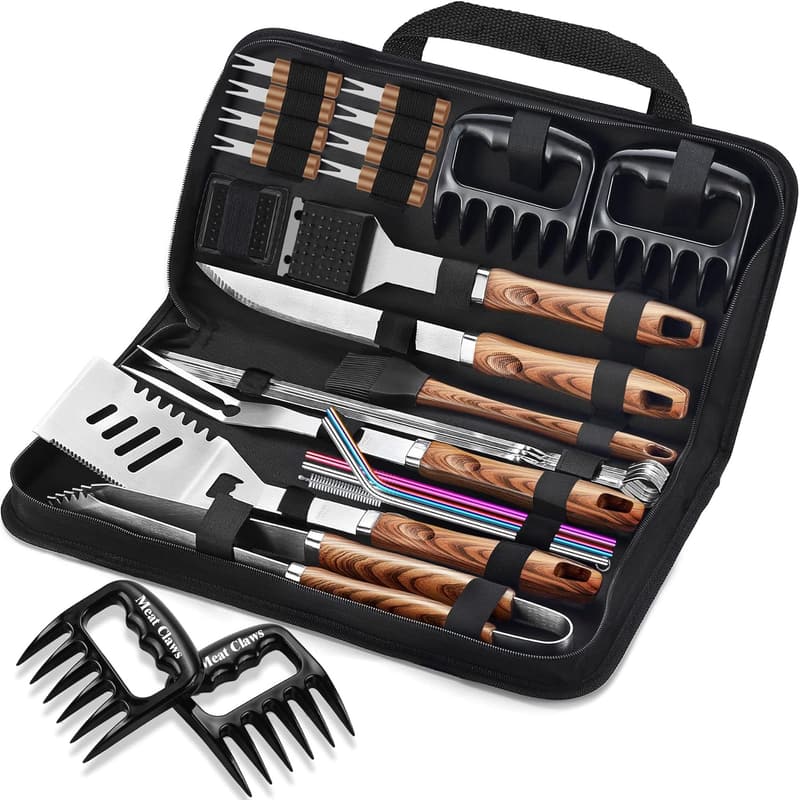 Fathers Day Stainless Steel BBQ Tools Set with Carrying Bag