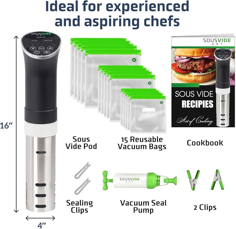 Sous Vide Cooker Kit - 1000W Immersion Circulator for Home Chefs