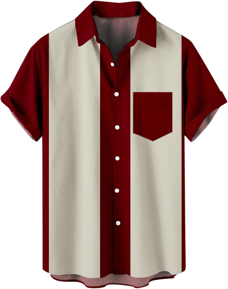 Vintage Men's Retro Bowling Shirt - Lightweight Cuban Tee