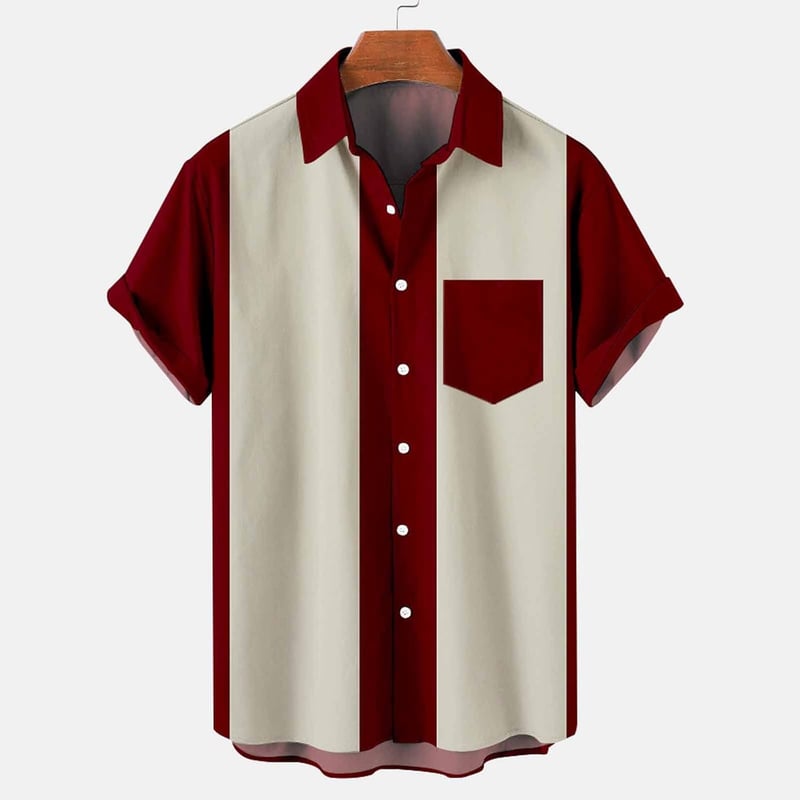 Vintage Men's Retro Bowling Shirt - Lightweight Cuban Tee