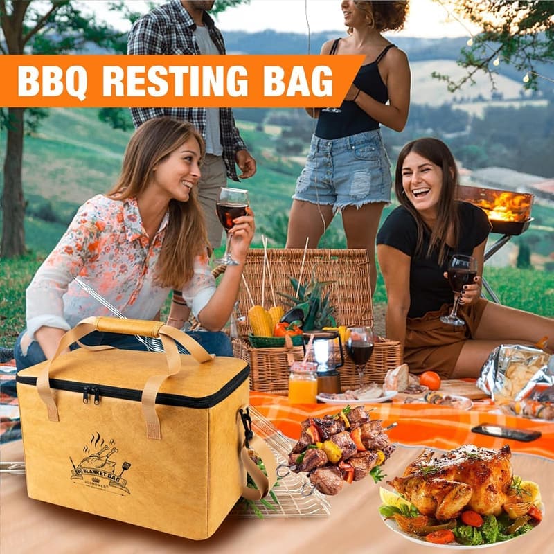 BBQ Meat Resting Blanket with Insulated Design and Adjustable Strap
