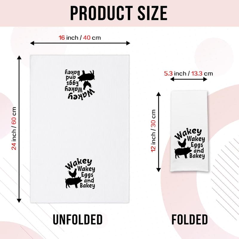 Funny Kitchen Towels - Wakey Wakey Eggs and Bakey Dishcloth