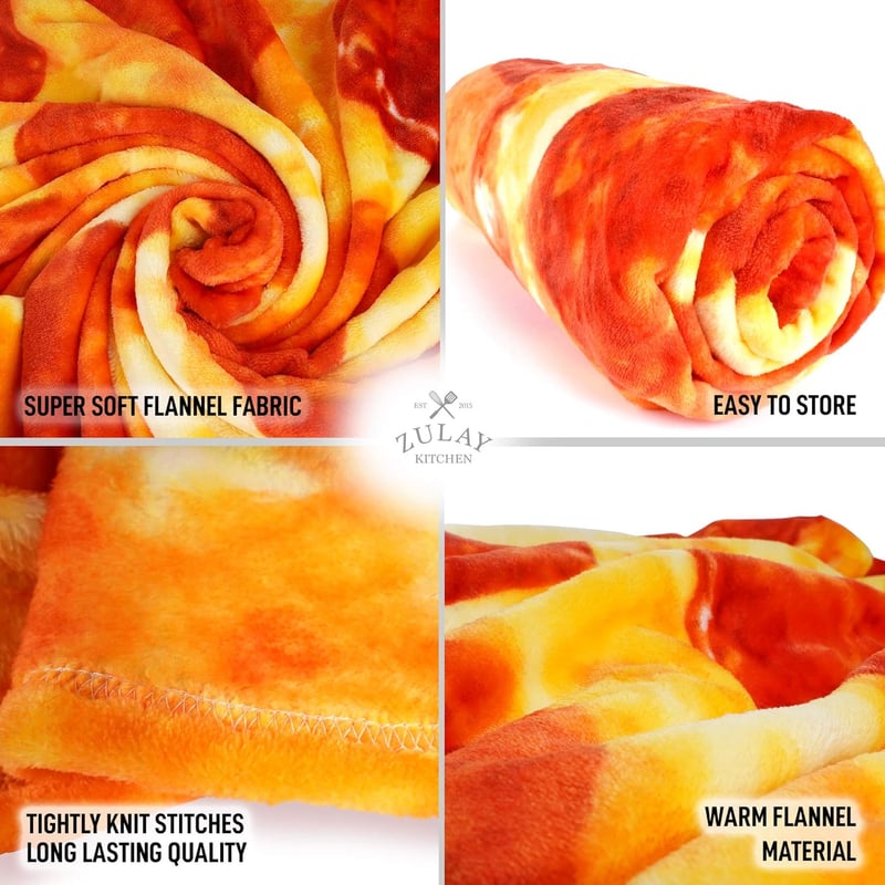 Giant Pepperoni Pizza Blanket - Soft Round Flannel for Adults & Kids