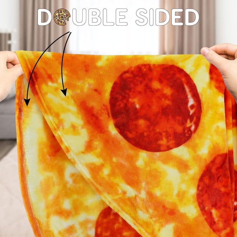 Giant Pepperoni Pizza Blanket - Soft Round Flannel for Adults & Kids