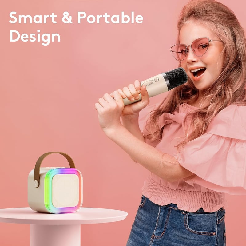 Mini Karaoke Machine with 2 Wireless Microphones - Fun Gift for All