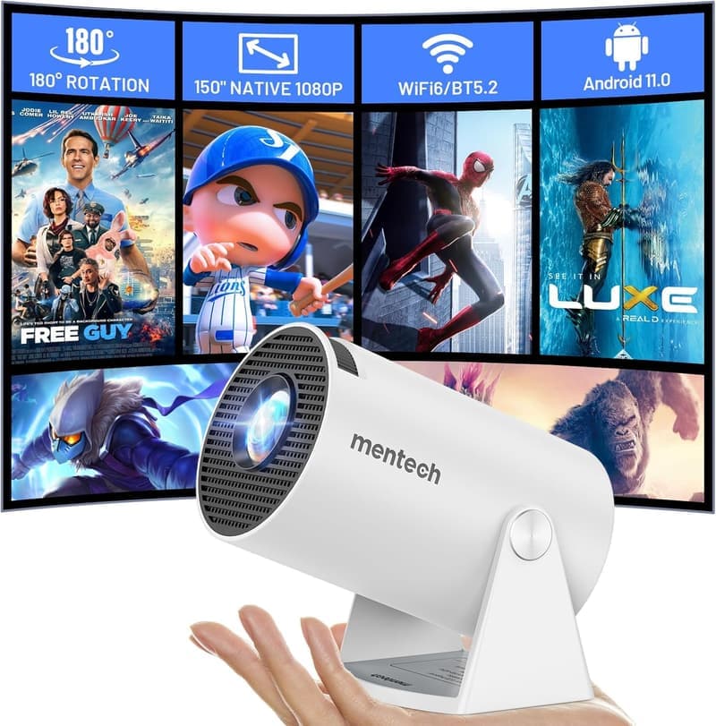Portable Mini Projector with WiFi & Bluetooth, 1080P