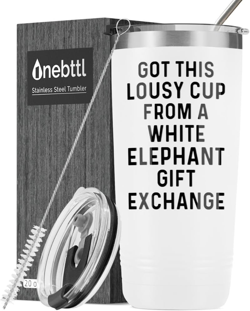 Funny White Elephant Gift - 20oz Stainless Steel Tumbler