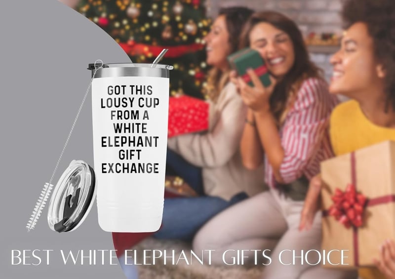 Funny White Elephant Gift - 20oz Stainless Steel Tumbler