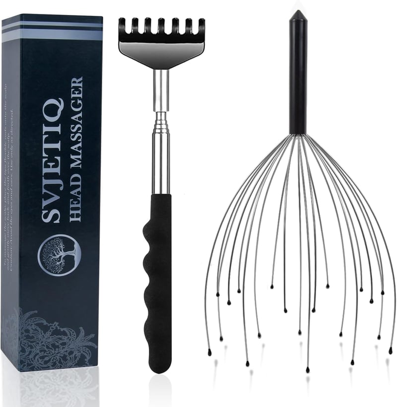 Extendable 20-Finger Head Massager & Back Scratcher for Stress Relief