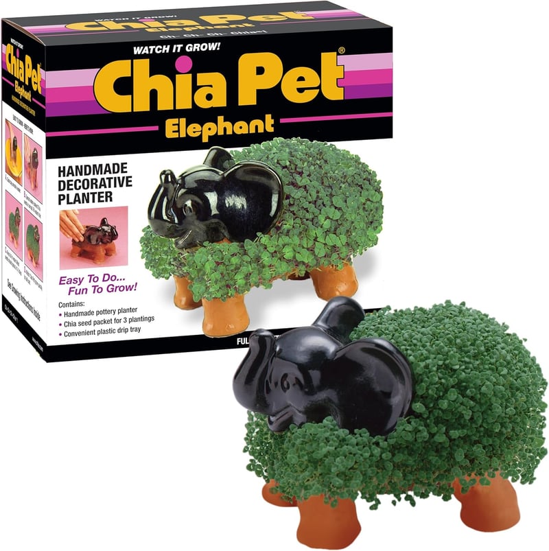 Chia Pet Elephant Planter with Seed Pack - Fun Novelty Gift