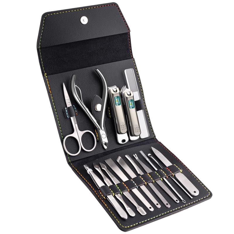 15-Piece Stainless Steel Nail Clipper Set with Travel Case