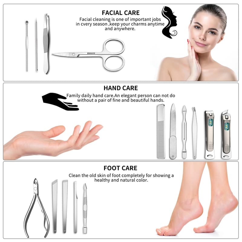 15-Piece Stainless Steel Nail Clipper Set with Travel Case