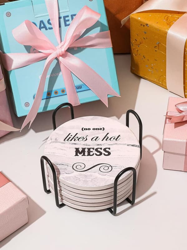 Funny Coasters Set - Unique Gifts for Adults & White Elephant
