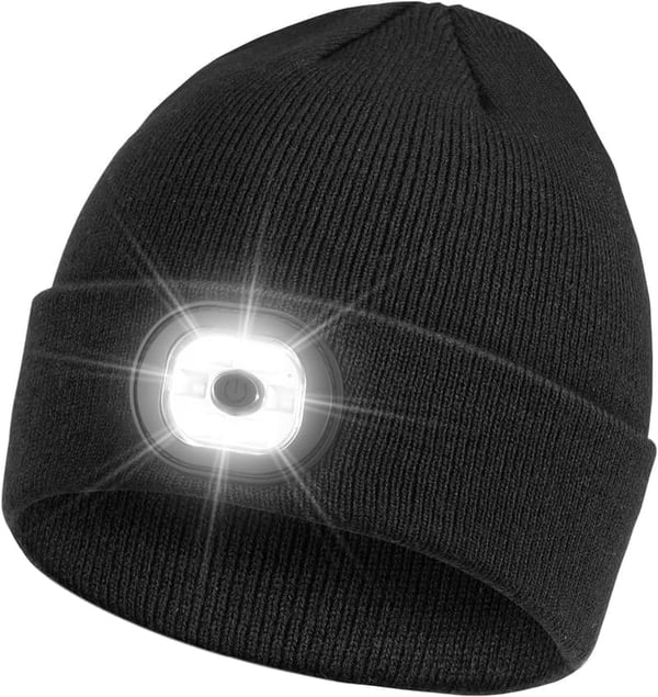 Unisex Winter Knit Beanie Headlamp - LED & USB Rechargeable